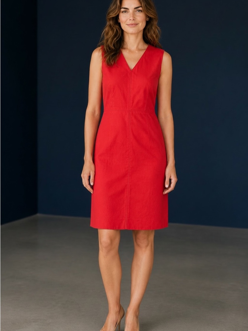 J. Crew Sleeveless V-Neck Red Shift Dress NWOT - Picture 2 of 5
